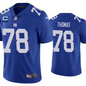 Men New York Giants #78 Andrew Thomas Blue With C Patch Vapor Untouchable Limited Stitched Jersey