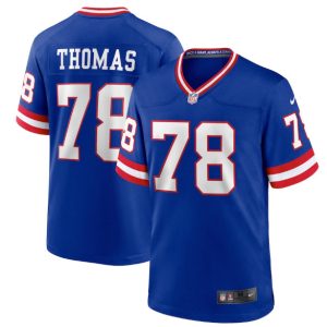 Men New York Giants #78 Andrew Thomas Royal Classic Retired Player Stitched Game Jersey