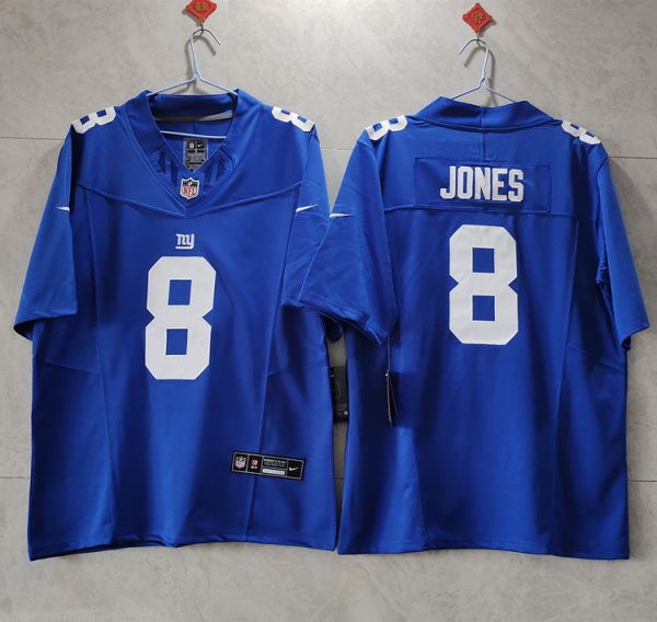 Men New York Giants #8 Daniel Jones Blue 2023 F.U.S.E. Vapor Untouchable Limited Stitched Jersey