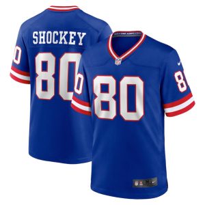 Men New York Giants #80 Jeremy Shockey Royal Stitched Game Jersey