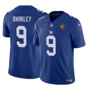 Men New York Giants #9 Matt Barkley Blue 2023 F.U.S.E. With John Madden Patch Vapor Limited Football Stitched Jersey