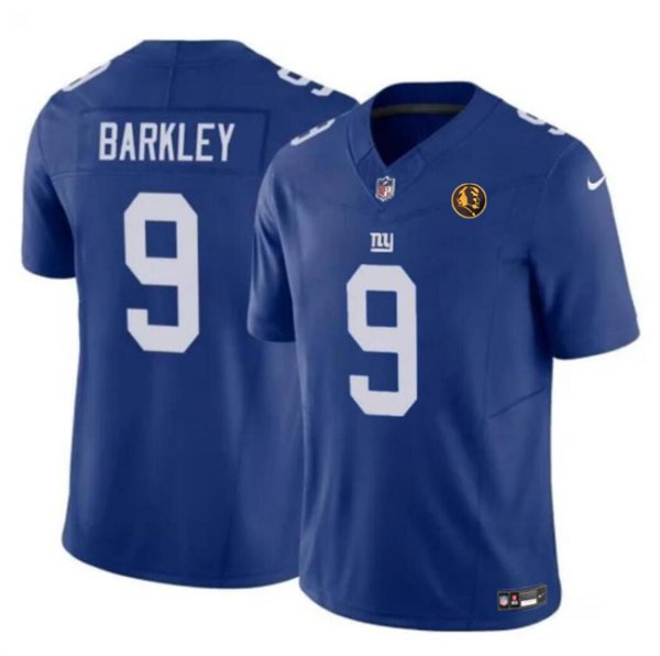 Men New York Giants #9 Matt Barkley Blue 2023 F.U.S.E. With John Madden Patch Vapor Limited Football Stitched Jersey