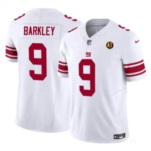 Men New York Giants #9 Matt Barkley White 2023 F.U.S.E. With John Madden Patch Vapor Limited Football Stitched Jersey