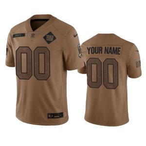 Men New York Giants Active Player Custom 2023 Brown Salute To Setvice Limited Football Stitched Jersey