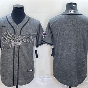 Men New York Giants Blank Gray With Patch Cool Base Stitched Baseball Jersey