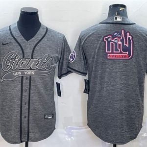 Men New York Giants Gray Team Big Logo With Patch Cool Base Stitched Baseball Jersey