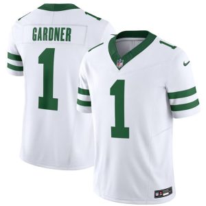 Men New York Jets #1 Ahmad Sauce Gardner White 2023 F.U.S.E. Vapor Limited Throwback Stitched Football Jersey