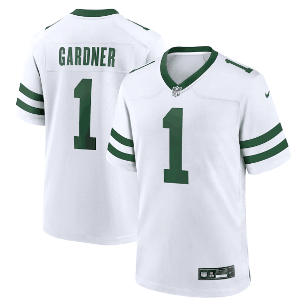 Men New York Jets #1 Ahmad Sauce Gardner White Throwback Stitched Game Jersey