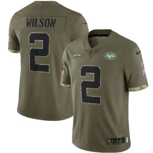 Men New York Jets #2 Zach Wilson 2022 Olive Salute To Service Limited Stitched Jersey