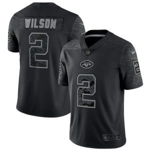 Men New York Jets #2 Zach Wilson Black Reflective Limited Stitched Jersey