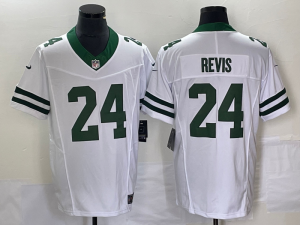 Men New York Jets #24 Darrelle Revis White 2023 F.U.S.E. Vapor Limited Throwback Stitched Football Jersey