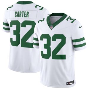 Men New York Jets #32 Michael Carter White 2023 F.U.S.E. Vapor Limited Throwback Stitched Football Jersey