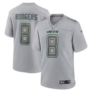 Men New York Jets #8 Aaron Rodgers Grey Atmosphere Fashion Stitched Jersey