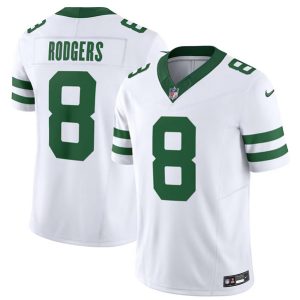 Men New York Jets #8 Aaron Rodgers White 2023 F.U.S.E. Vapor Limited Throwback Stitched Football Jersey