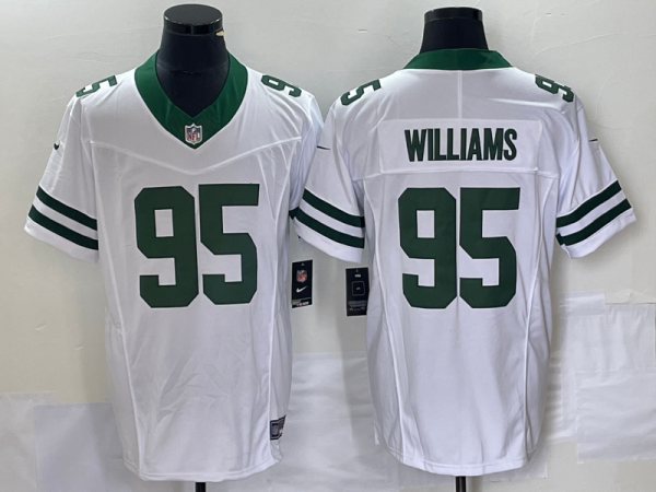 Men New York Jets #95 Quinnen Williams White 2023 F.U.S.E. Vapor Limited Throwback Stitched Football Jersey