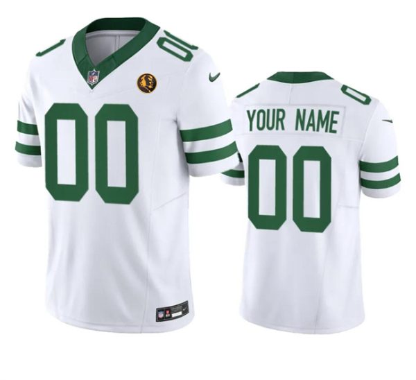 Men New York Jets Active Player Custom White 2023 F.U.S.E. Throwback With John Madden Patch Vapor Limited Football Stitched Jersey