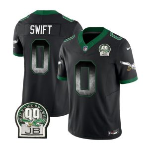 Men Philadelphia Eagles #0 D'Andre Swift Black 2023 F.U.S.E. Throwback Vapor Untouchable Limited Football Stitched Jersey