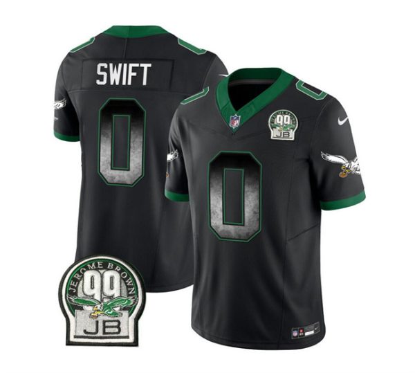 Men Philadelphia Eagles #0 D'Andre Swift Black 2023 F.U.S.E. Throwback Vapor Untouchable Limited Football Stitched Jersey