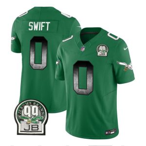 Men Philadelphia Eagles #0 D'Andre Swift Green 2023 F.U.S.E. Throwback Vapor Untouchable Limited Football Stitched Jersey