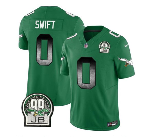 Men Philadelphia Eagles #0 D'Andre Swift Green 2023 F.U.S.E. Throwback Vapor Untouchable Limited Football Stitched Jersey