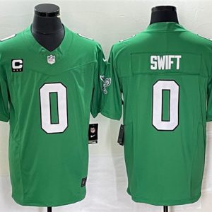 Men Philadelphia Eagles #0 D'Andre Swift Green 2023 F.U.S.E. With C Patch Vapor Untouchable Stitched Football Jersey