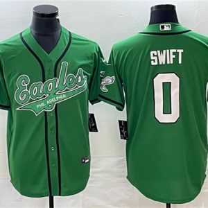 Men Philadelphia Eagles #0 D'Andre Swift Green Cool Base Stitched Baseball Jersey