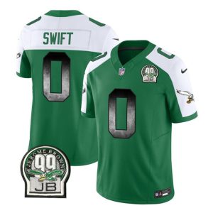 Men Philadelphia Eagles #0 D'Andre Swift Green/White 2023 F.U.S.E. Throwback Vapor Untouchable Limited Football Stitched Jersey