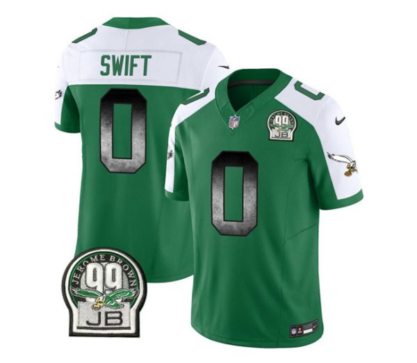 Men Philadelphia Eagles #0 D'Andre Swift Green/White 2023 F.U.S.E. Throwback Vapor Untouchable Limited Football Stitched Jersey