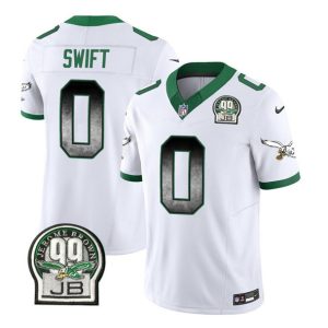 Men Philadelphia Eagles #0 D'Andre Swift White 2023 F.U.S.E. Throwback Vapor Untouchable Limited Football Stitched Jersey