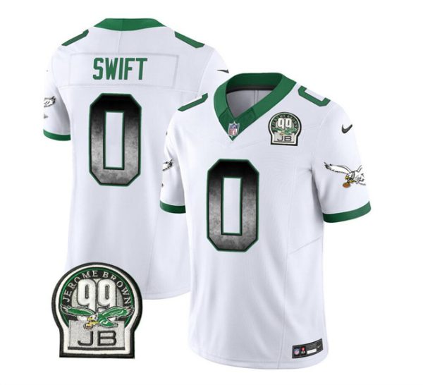 Men Philadelphia Eagles #0 D'Andre Swift White 2023 F.U.S.E. Throwback Vapor Untouchable Limited Football Stitched Jersey