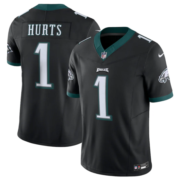 Men Philadelphia Eagles #1 Jalen Hurts Black 2023 F.U.S.E. Vapor Untouchable Limited Stitched Football Jersey