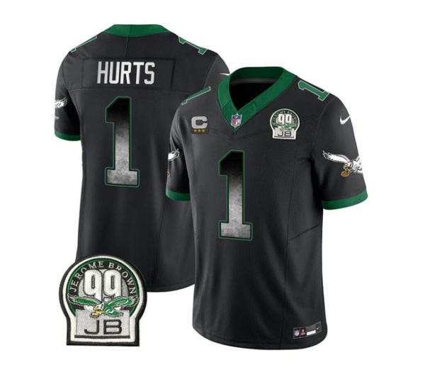 Men Philadelphia Eagles #1 Jalen Hurts Black 2023 F.U.S.E. With 3-star C Patch Throwback Vapor Untouchable Limited Football Stitched Jersey