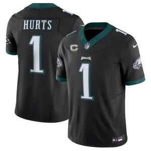 Men Philadelphia Eagles #1 Jalen Hurts Black 2023 F.U.S.E. With C Patch Vapor Untouchable Limited Stitched Football Jersey