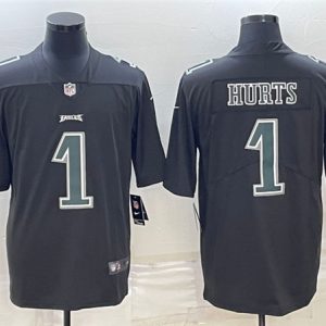 Men Philadelphia Eagles #1 Jalen Hurts Black Vapor Untouchable Limited Stitched Jersey