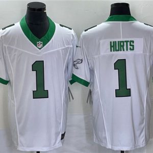 Men Philadelphia Eagles #1 Jalen Hurts White 2023 F.U.S.E. Vapor Untouchable Football Stitched Jersey