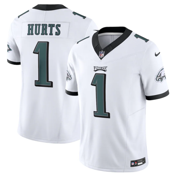 Men Philadelphia Eagles #1 Jalen Hurts White 2023 F.U.S.E. Vapor Untouchable Limited Stitched Football Jersey