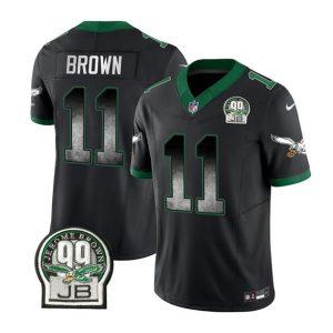 Men Philadelphia Eagles #11 A. J. Brown Black 2023 F.U.S.E. Throwback Vapor Untouchable Limited Football Stitched Jersey