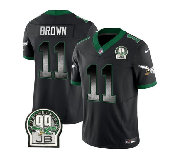 Men Philadelphia Eagles #11 A. J. Brown Black 2023 F.U.S.E. Throwback Vapor Untouchable Limited Football Stitched Jersey