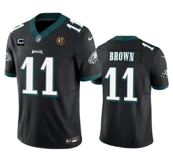 Men Philadelphia Eagles #11 A. J. Brown Black 2023 F.U.S.E. With 1-star C Patch And John Madden Patch Vapor Limited Football Stitched Jersey