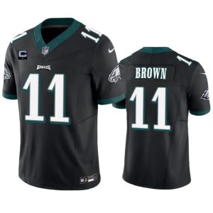 Men Philadelphia Eagles #11 A. J. Brown Black 2023 F.U.S.E. With 4-Star C Patch Vapor Untouchable Limited Football Stitched Jersey