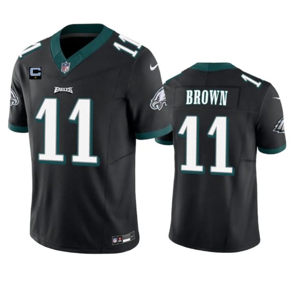 Men Philadelphia Eagles #11 A. J. Brown Black 2023 F.U.S.E. With 4-Star C Patch Vapor Untouchable Limited Football Stitched Jersey