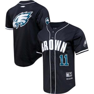 Men Philadelphia Eagles #11 A. J. Brown Black Stitched Baseball Jersey