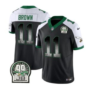 Men Philadelphia Eagles #11 A. J. Brown Black/White 2023 F.U.S.E. Throwback Vapor Untouchable Limited Football Stitched Jersey