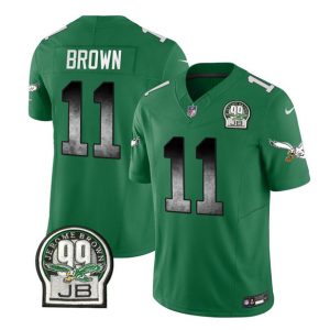 Men Philadelphia Eagles #11 A. J. Brown Green 2023 F.U.S.E. Throwback Vapor Untouchable Limited Football Stitched Jersey