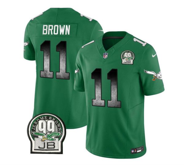 Men Philadelphia Eagles #11 A. J. Brown Green 2023 F.U.S.E. Throwback Vapor Untouchable Limited Football Stitched Jersey