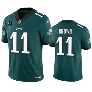 Men Philadelphia Eagles #11 A. J. Brown Green 2023 F.U.S.E. With 1-Star C Patch Vapor Untouchable Limited Football Stitched Jersey