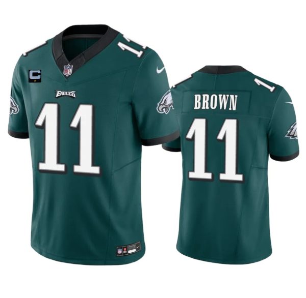 Men Philadelphia Eagles #11 A. J. Brown Green 2023 F.U.S.E. With 1-Star C Patch Vapor Untouchable Limited Football Stitched Jersey