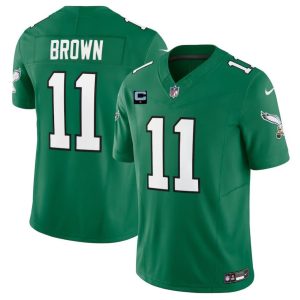 Men Philadelphia Eagles #11 A. J. Brown Green 2023 F.U.S.E. With 1-Star C Patch Vapor Untouchable Limited Football Stitched Jersey