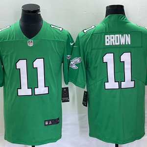 Men Philadelphia Eagles #11 A. J. Brown Green Stitched Football Jersey