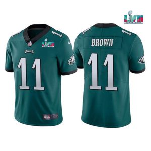 Men Philadelphia Eagles #11 A. J. Brown Green Super Bowl LVII Patch Vapor Untouchable Limited Stitched Jersey